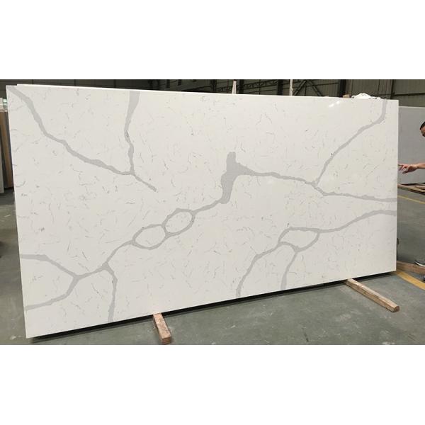 Polished Surface Calacatta Quartz Slab , Kitchen Calacatta Quartz Countertops