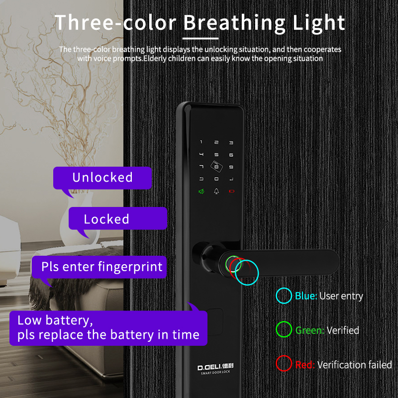 Zinc Alloy IML Intelligent Door Lock Tuya Smart Lock Wifi Bluetooth