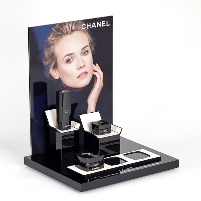 Custom Assembled Plexiglas Counter-top Display Acrylic Display Stands for Skincare and Makeup Products