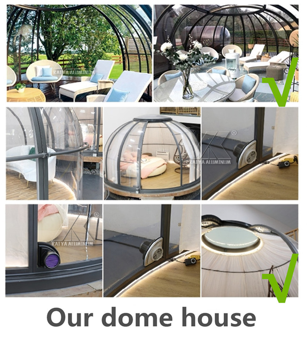 Safe Aluminum Polycarbonate Dome House Large Aluminum Profiles Round