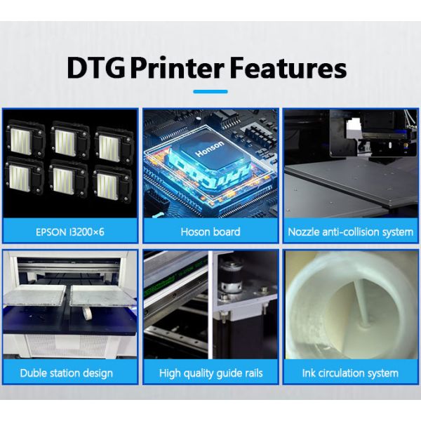 Built-in pretreatment DTG printer for crisp white ink on dark cotton