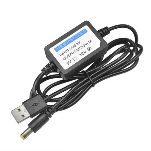 Quality Black Dc 5v To Dc 12v 1a 2.1x5.5mm Usb Converter Cable Length 1m for sale