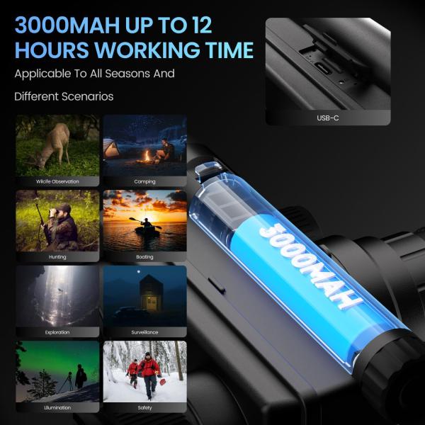 4K Helmet Mounted Night Vision Monocular with 4 Color Modes 8X Magnification for Adults Hunting