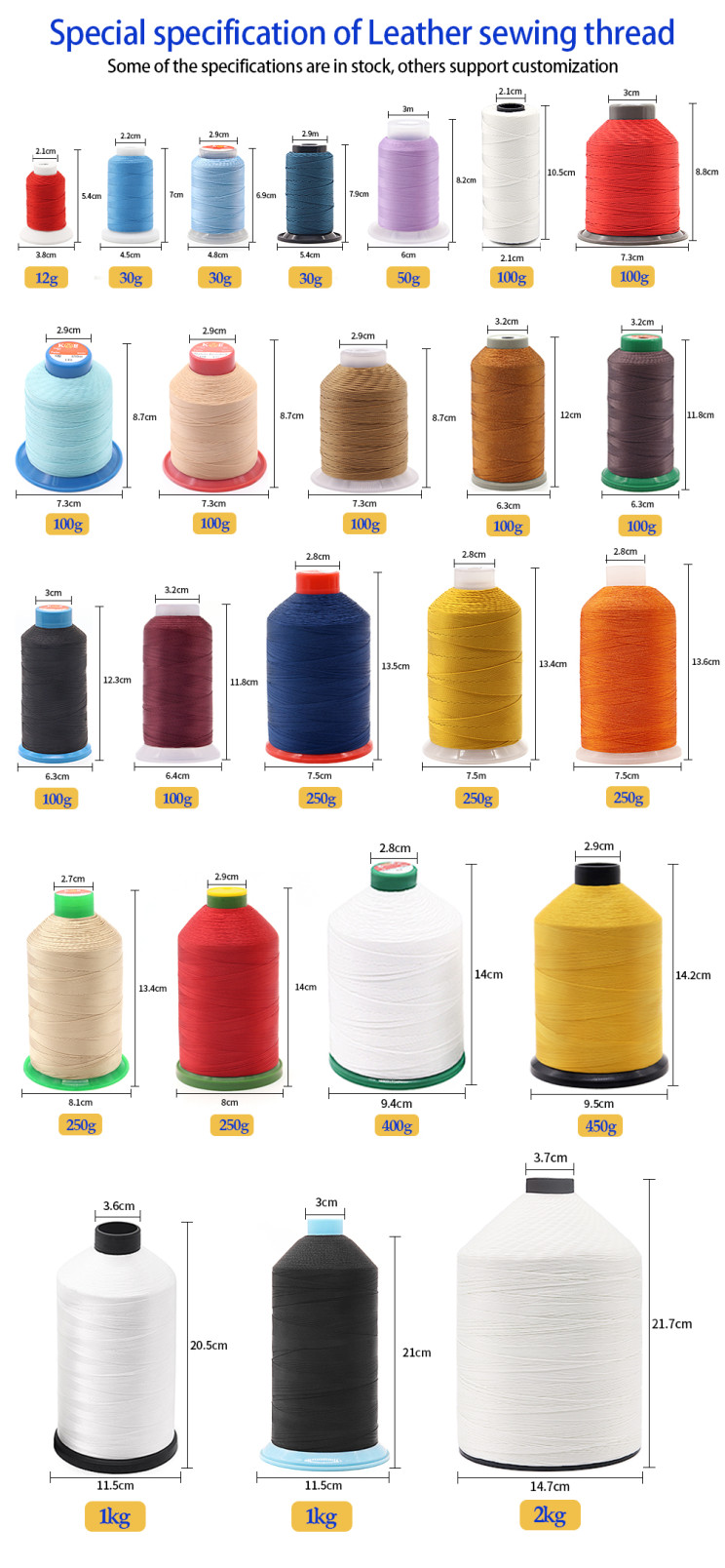 450g Weight/Cone High Tenacity Polyester Sewing Thread with and 100% Polyester Material
