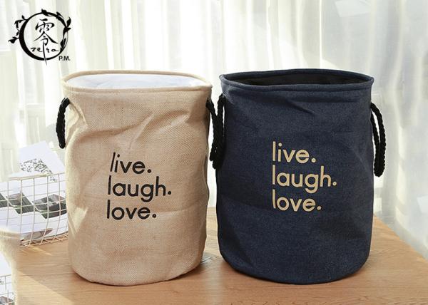 Quality Household Essentials Storage Buckets Drawstring Natural Canvas With Digital Printed Logo for sale