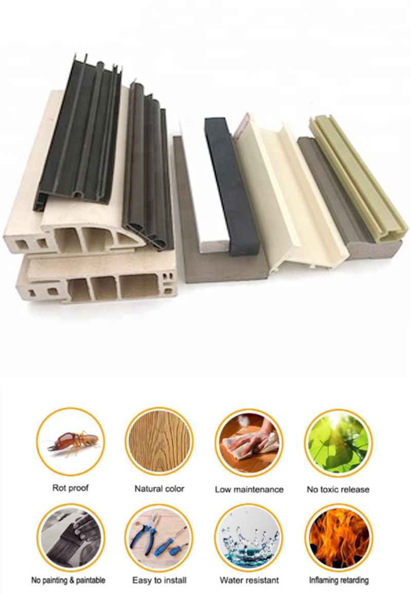 PVC/WPC/PE Wood Texture Modern Style Door Frame Profile for Surface Application