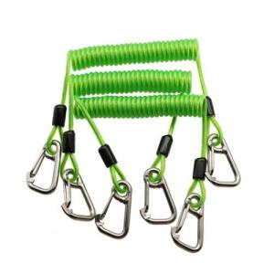 China 304 Stainless Steel Coiled Cable Tool Lanyard Clear Green Color Bearing 30KG wholesale