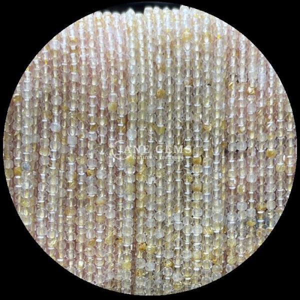 Quality Customizable Cube Square Gemstone Beads Gold Rutilated Quartz Prehnite Loose Strands Beads For Jewelry Making for sale