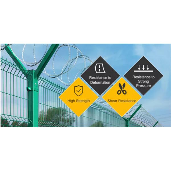 50x100mm Y Post Airport 358 Security Fence Bto22 Pvc Coated With Razor Barbed Wire