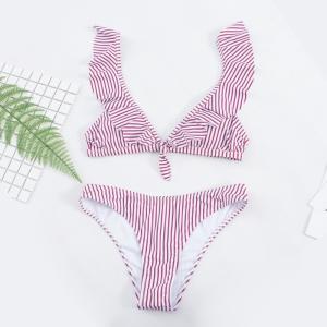 China Tiered Layer Tie a Knot Front Top With Low waist Bikini swimsuit high cut wholesale