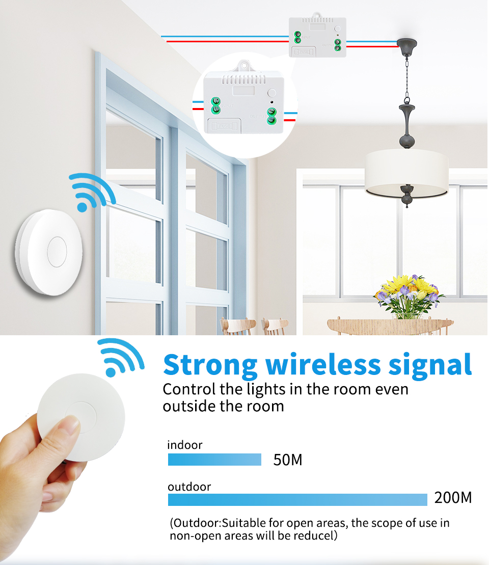 RF433Mhz Self Powered Waterproof Remote Controller Switch Wall Light Switch