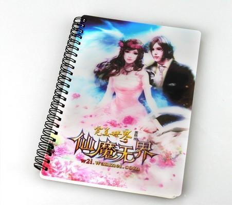 Quality PLASTIC LENTICULAR Custom Cheap Price 3d flip cover Student Notebook with pp pet lenticular printing cover for sale
