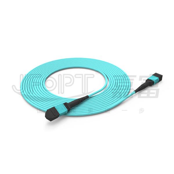 Quality 12 Core MPO Trunk Cable Multimode 50/125 3.0mm LSZH Aqua B Polarity Patch Cord for sale