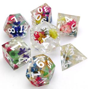 China Practical Resin Sharp Edge Dice , Hand Carved Clear Polyhedral Dice wholesale