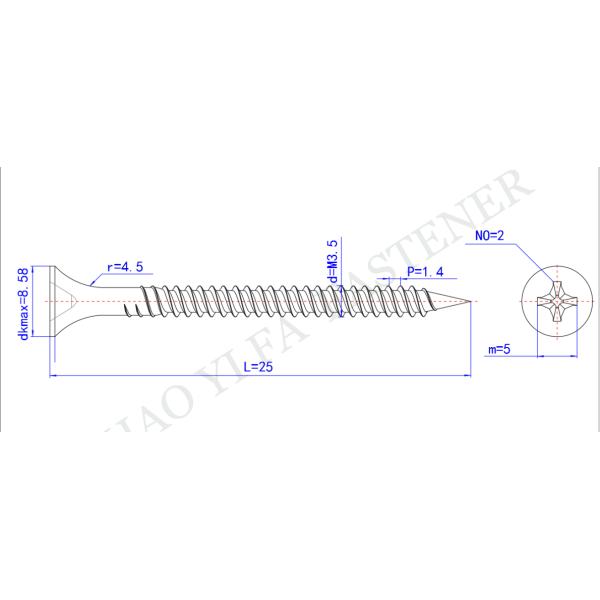 Phillips Recess Bugle Head Drywall Screws, Fine Thread Hardened, Grey Phosphated