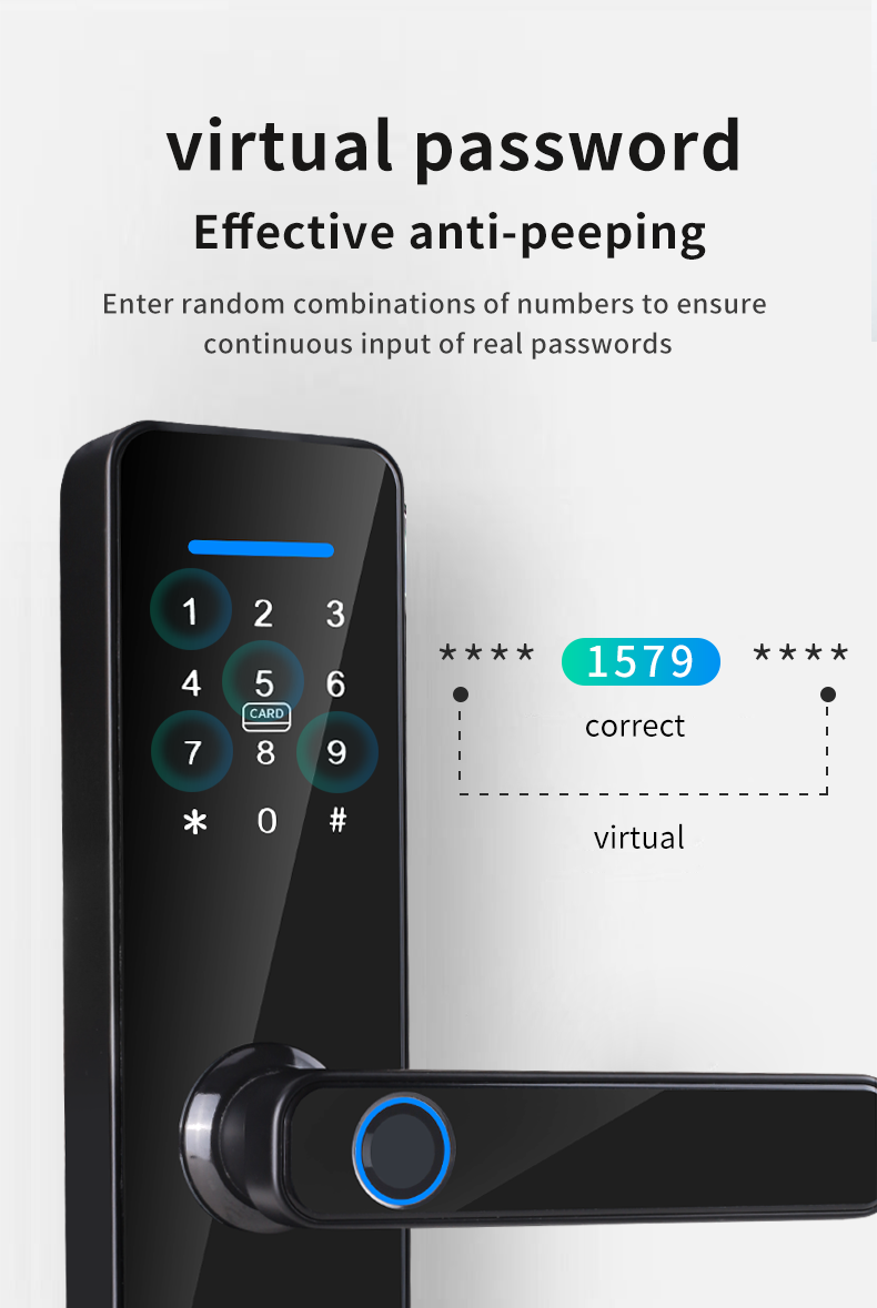 CE RoHS Biometric Fingerprint Door Lock Works With Password IC Card Key Smart APP