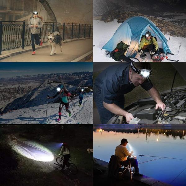 Rechargeable Waterproof LED Headlamp with 6 Modes for Camping Hiking and Running