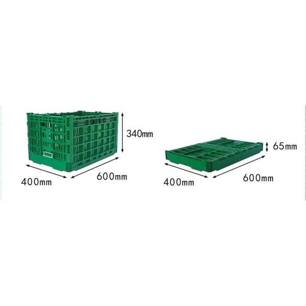 Custom Large Green Collapsible Plastic Crate For Vegetable Fruit Virgin PP Material