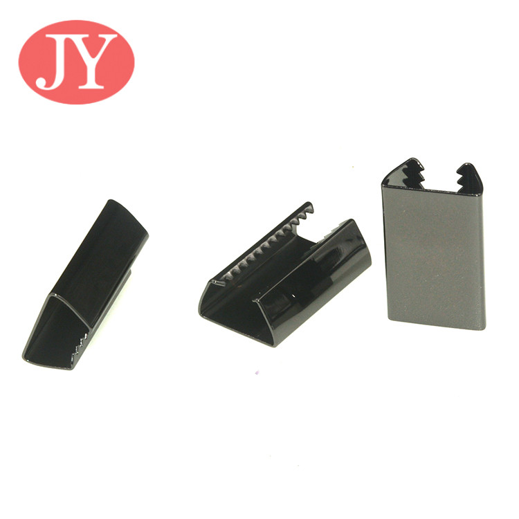 jiayang aglet metal gun color 25mm flat cord laser logo metal tipping for hoodies
