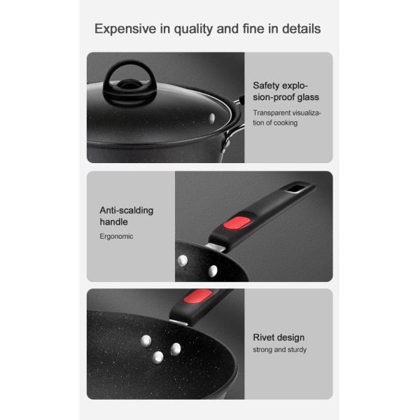 Black Non Stick Cast Iron Cookware Set Medical Stone Cookware Set