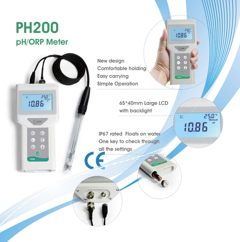 65*40mm Multi-line LCD Backlight Display Handheld Oxidation Reduction Potentiometer IP67