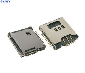 Metal Flip Micro Sim Card Connector , MS / Memory Card Socket Rated Current 0.5 A