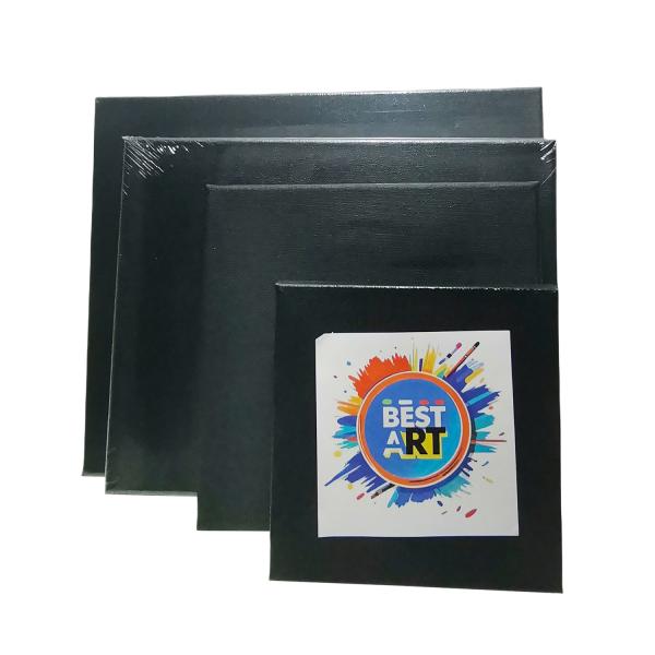 Quality Customizable Black Stretched Blank Black Stretched Painting Canvas Boards Various Sizes for sale