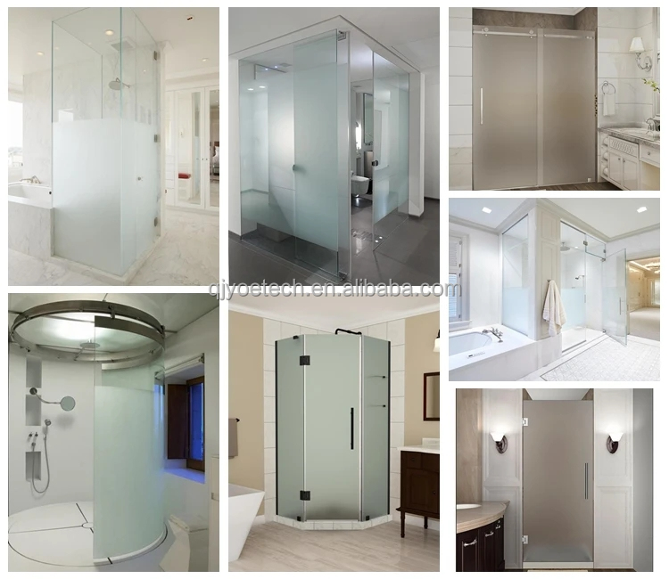 Elegant Customized Logo French Shower Screens with Black Patterns and Tempered Glass