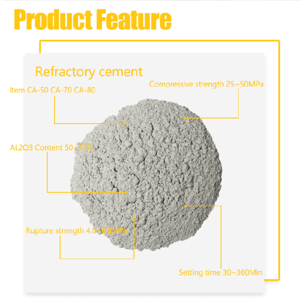 Wholesale High Temperature Refractory Cement Ca70 Ca80 High Alumina Fireproof Cement For High Temperature Furnace