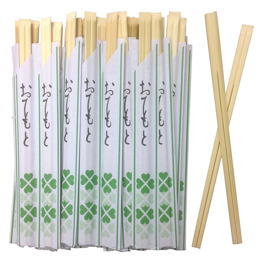 Personalized 21cm Chinese Food Chopsticks , Paper Sleeve Bamboo Chopsticks Disposable