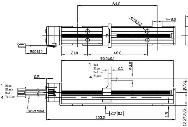 SM15-80L Slider Linear Stepping Motor 80mm Travel Distance M3 Lead Screw 15mm Diameter
