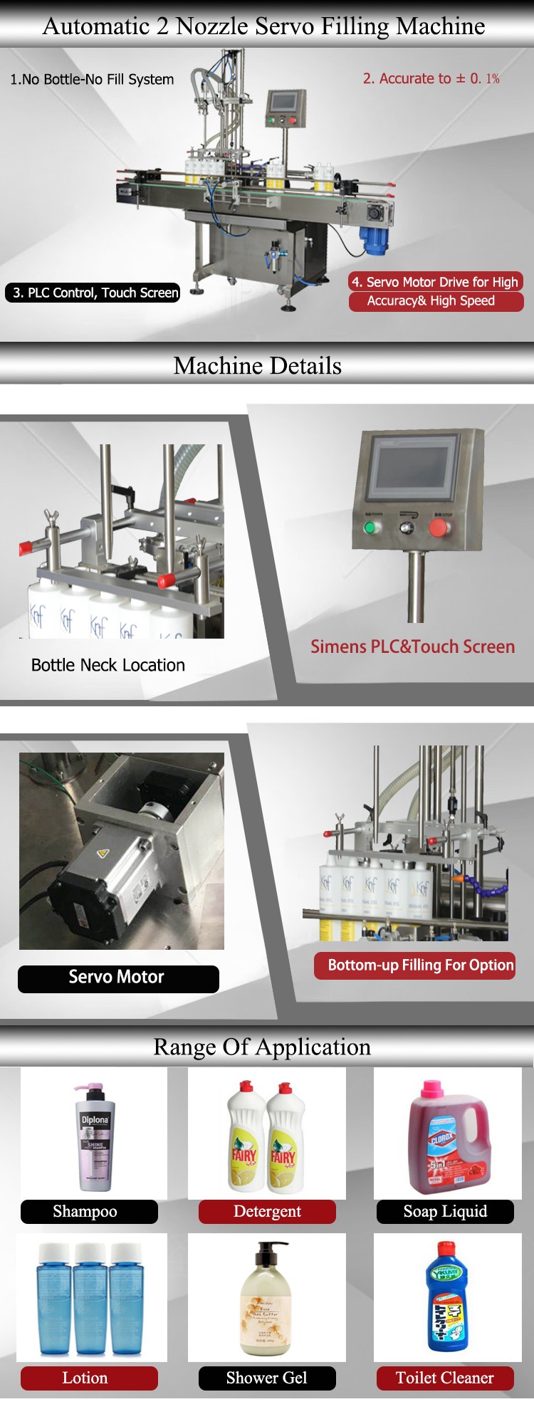 High Accuracy Automatic Oil Filling Machine Touch Screen PLC Control