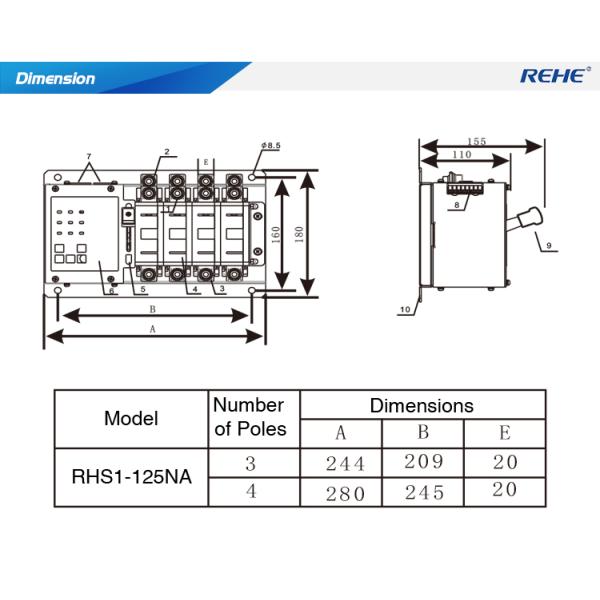 ATSNA Series 16-125A 4P Dual Power Automatic Transfer Switch Line For Emergency Power