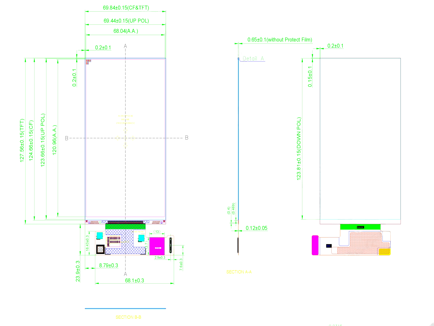 2160x3840 IPS LCD Display 4k Monochrome Lcd Screen High Transmittance