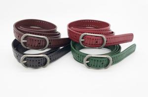 China Genuine Leather Oval Buckle Belt , Womens Leather Dress Belts 2.2cm Width wholesale