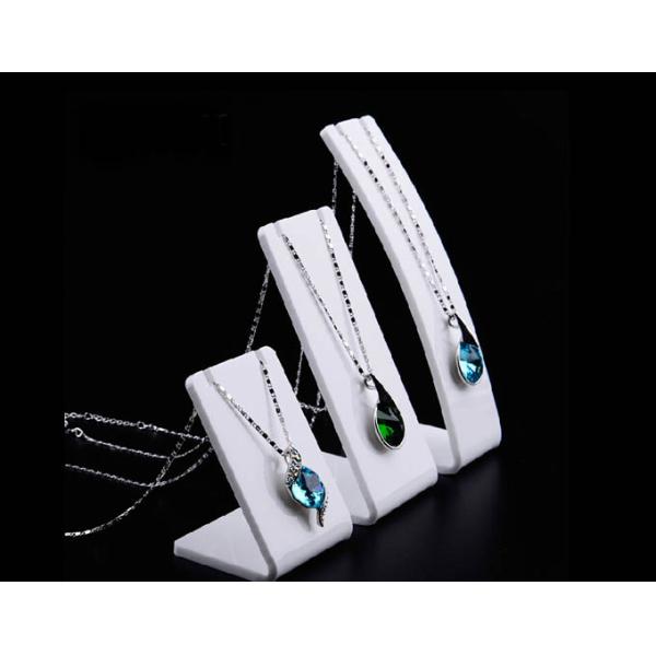 Bracelet and Necklace Jewelry Display White Slanted Acrylic Stand Height 95, 135,175mm