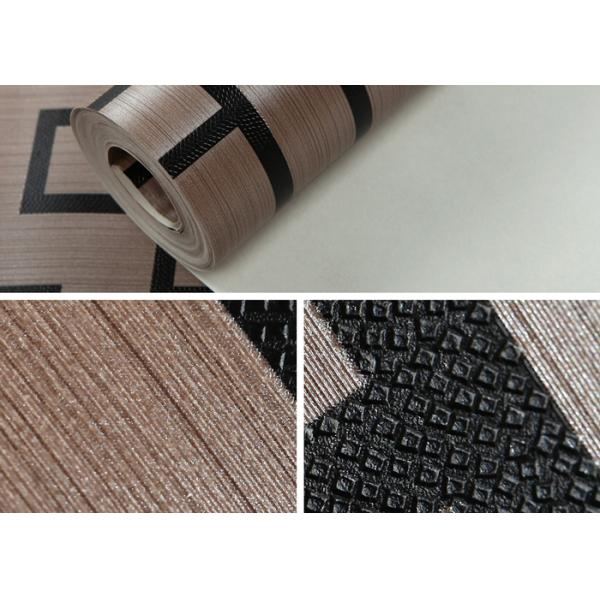 Embossed 3D Home Wallpaper / Modern Vinyl Wallpaper with Coffee Geometric Lattice Pattern
