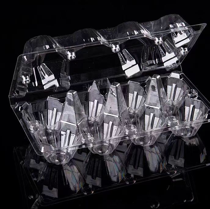 8 Holes Thickened Disposable Plastic Egg Tray PET Transparent With Hinged Design