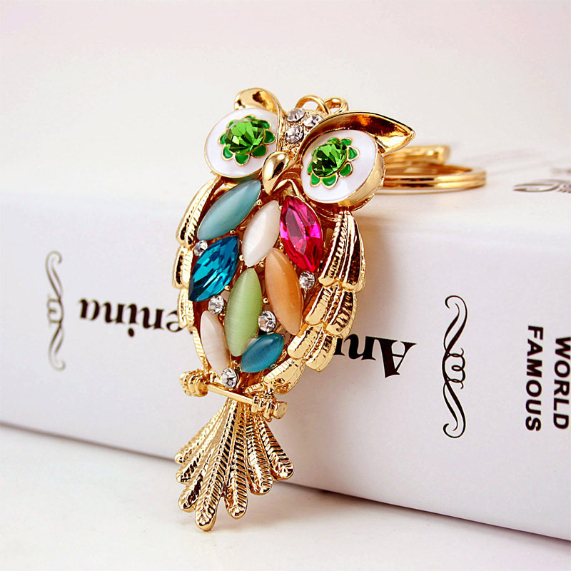 Owl Personalized Bling Wristlet Keychain 50mm Irregular Shaped