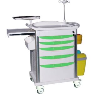 China Aluminum Alloy 70mm 4 Post Medical Trolley Cart With Drawers wholesale