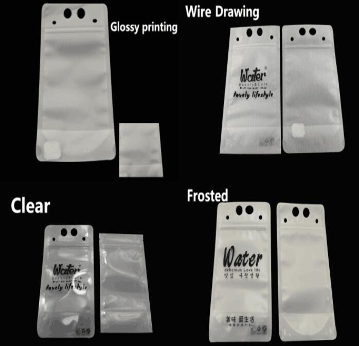 biodegradable eco-friendly FDA clear juice sealed drink pouches translucent reclosable hand held zipper plastic drinking