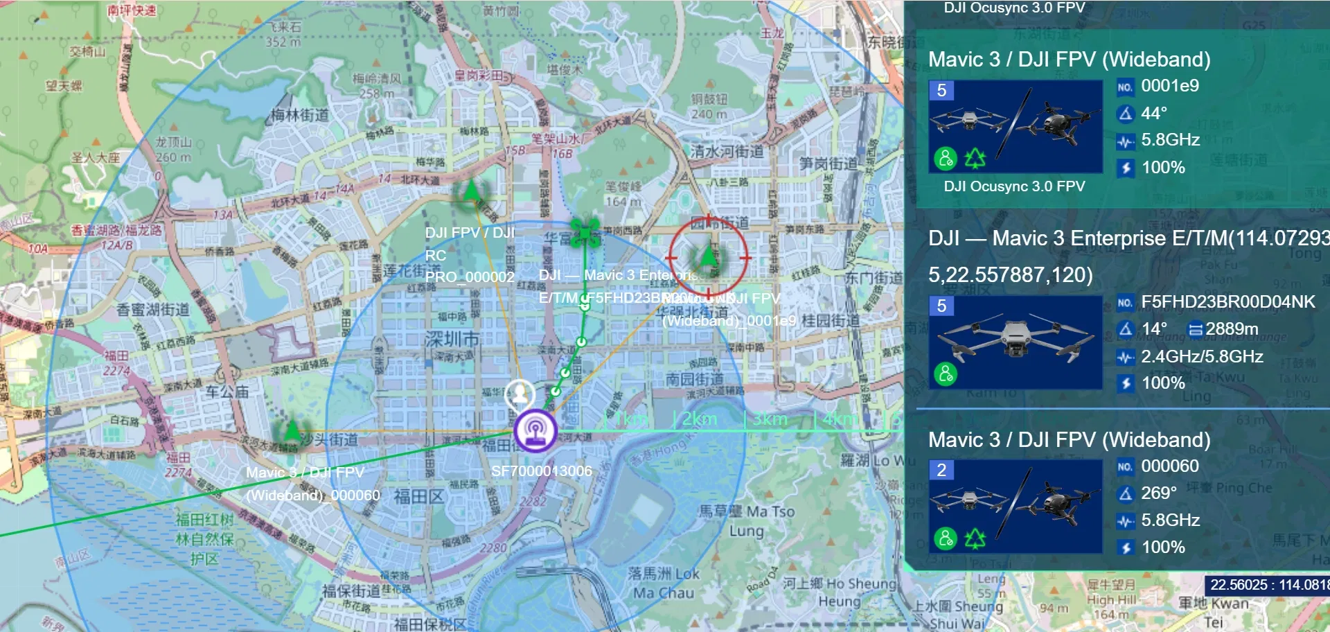 Full Band 360 Degree Uav Detection System Covering 300 MHz to 6GHz 10km Range