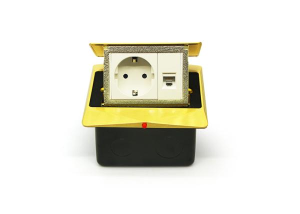 Quality Splash Proof Floor Mounted Power Outlet Golden Color With Internet Data CAT5 for sale