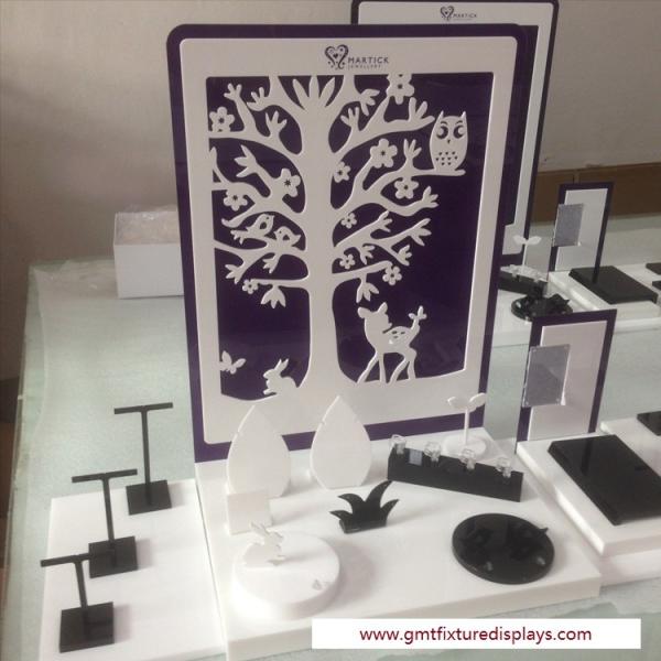 CounterJewelry Display Set Customized Design White & Black Acrylic Stand for Showcase