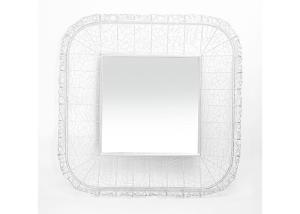China Wall Mirror Silver Square Carved Metal Frame Square Mirrored Wall Decoration on sale