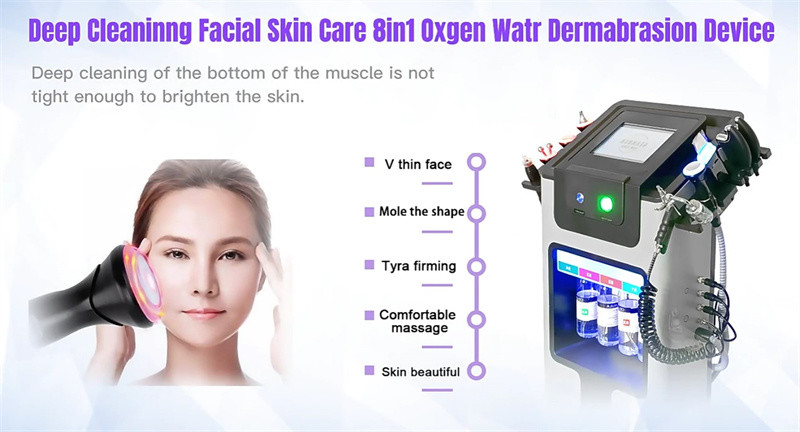 Multi Function 8 Handles Hydro Oxygen Facial Machine Elight Probes