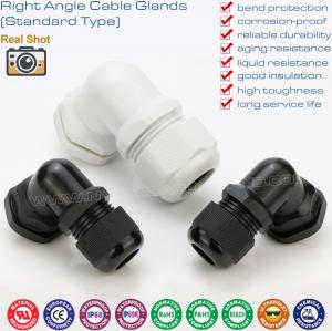 China 90 Degree Right Angle NPT Cable Glands, 90° Elbow Plastic Cable Glands IP68 Waterproof Cord Gland Connectors wholesale