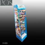Corrugated paper full color printing floor display stand with hooks for pens