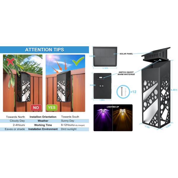 Solar Fence Light Shaped Deck Light Outdoor Waterproof Step Dock Light Decoration Garden Courtyard Staircase