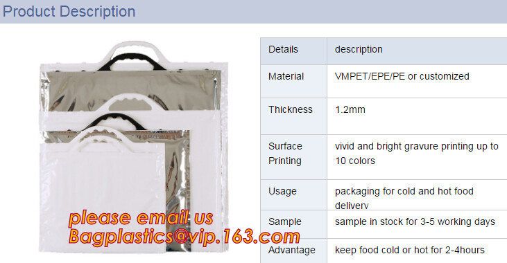 Custom Packing Aluminum Foil Zip-Lock Grocery Handle Thermal Insulation Cooler Bag For Outdoors,Promotional Insulated La